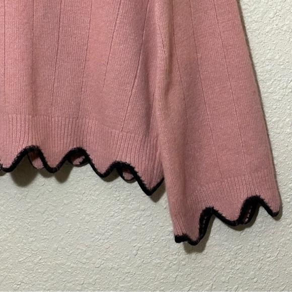 Code x Mode scalloped hem sleeve Angora blend Pink and Black Sweater. Women’s M - Picture 5 of 7